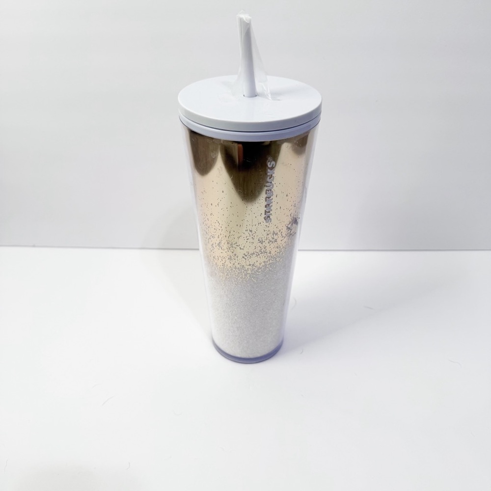 Starbucks Metallic Gold and White Tumbler